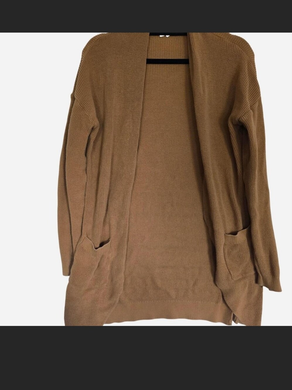 100% Cotton bp Open-Front Cardigan Sweater in Camel Brown
